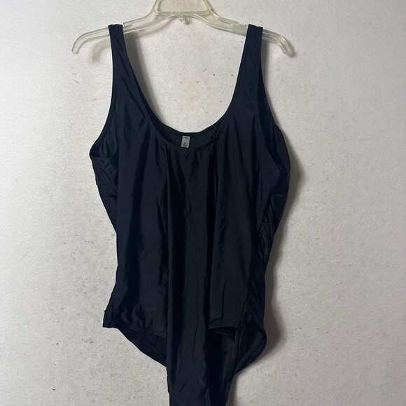 DACI one Piece Swimsuit Women Plus Size 22W Black Side ruching minimalist basic - Picture 3 of 5